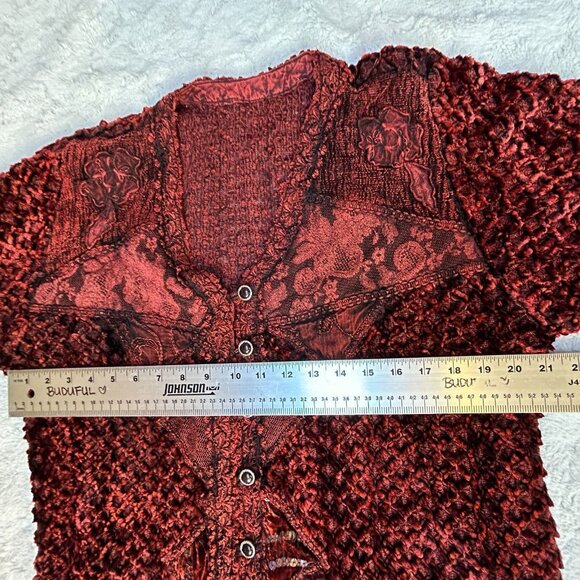 Women's XL Rust Red Cardigan Sweater Textured Knitted Button Front Long Sleeve - Picture 6 of 8